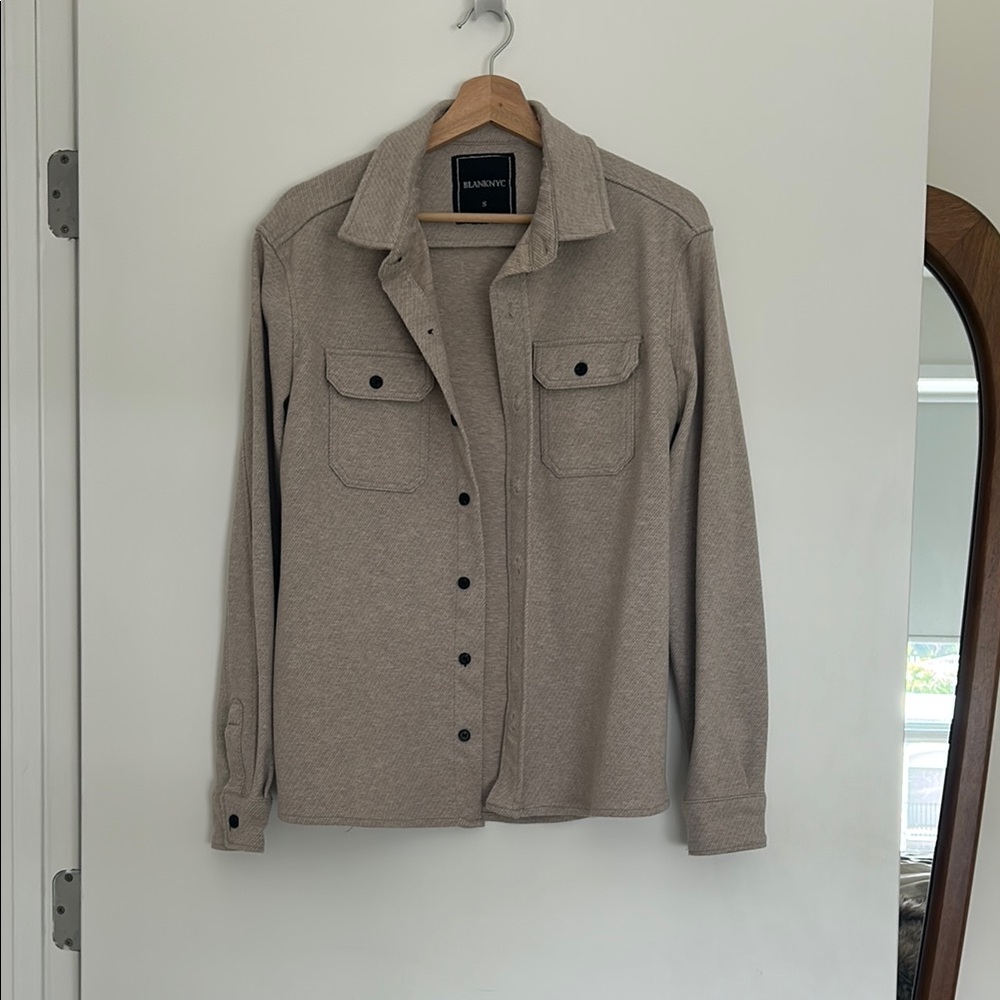 Blank NYC Taupe Twill Shirt Jacket